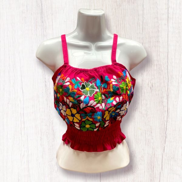 Blusa Top Fucsia Bordada Modelo Laura